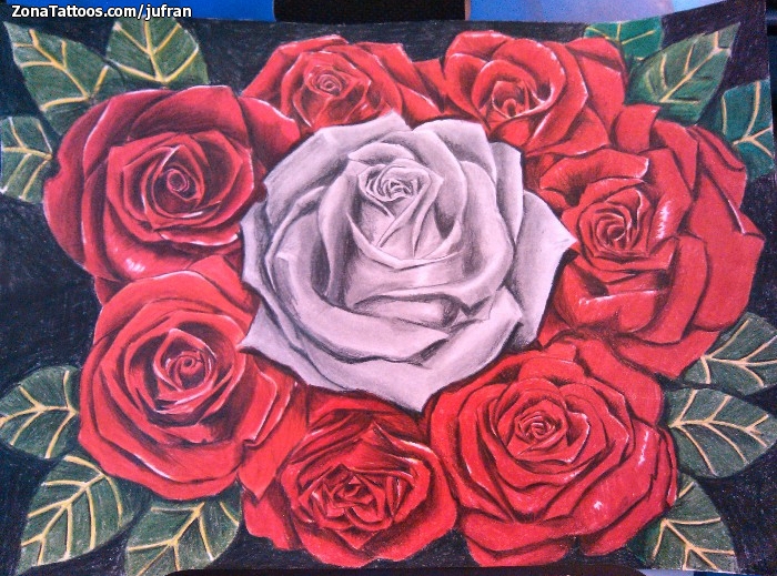 Tattoo flash photo Roses, Flowers