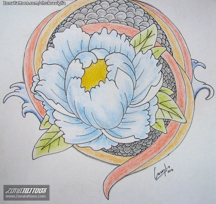 Tattoo flash photo Flowers, Lotus