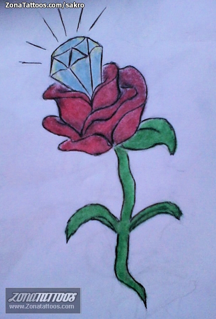 Tattoo flash photo Diamods, Roses, Flowers