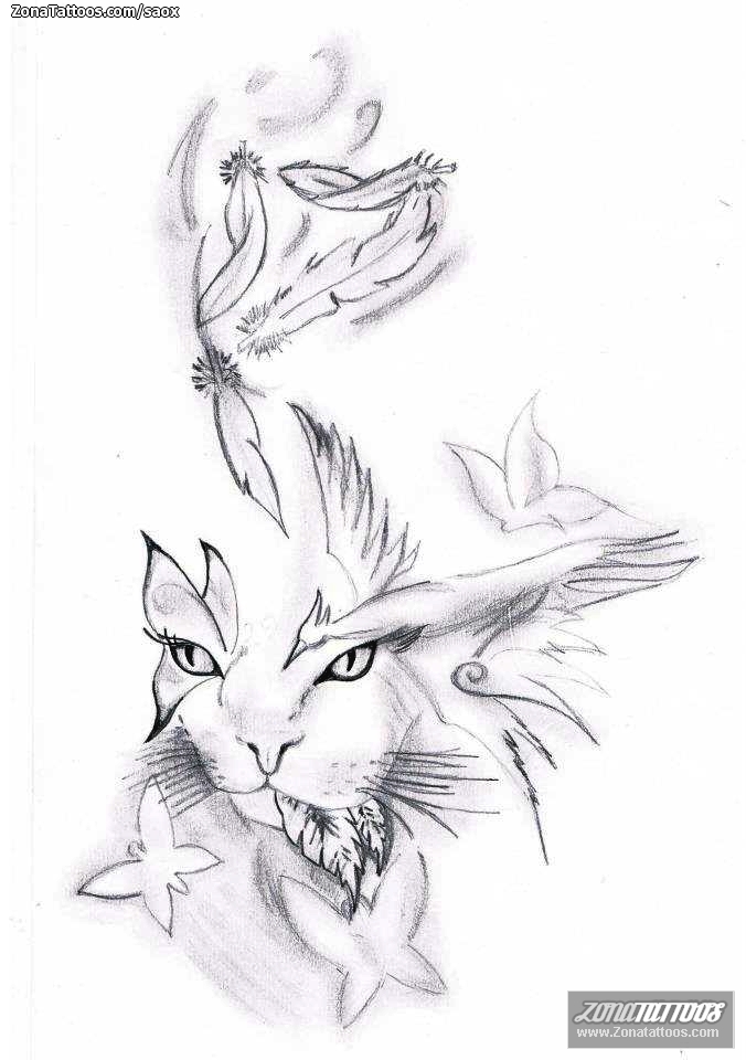 Tattoo flash photo Cats, Birds, Animals