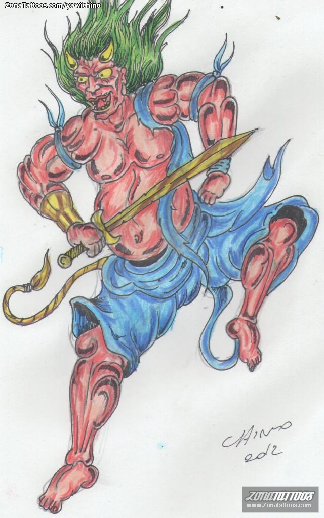 Tattoo flash photo Asian, Demons