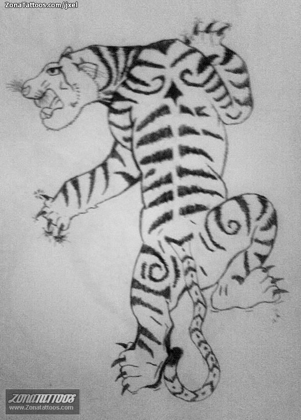 Tattoo flash photo Tigers, Animals