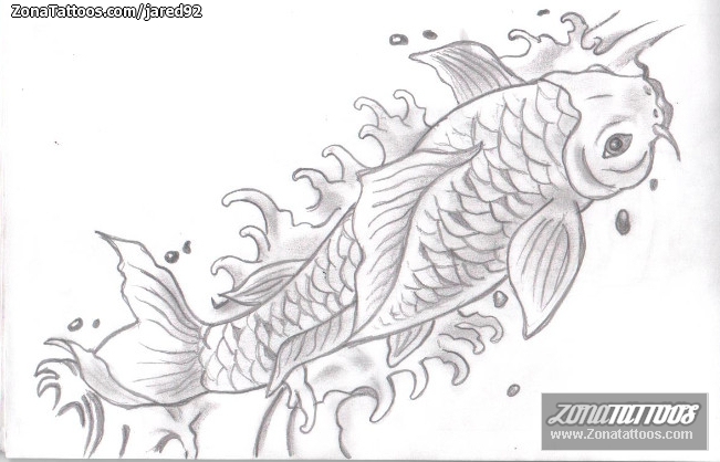 Tattoo flash photo Koi, Fish, Animals