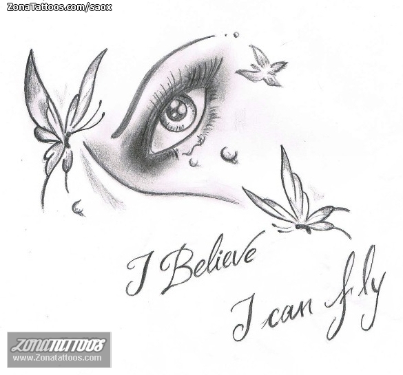 Tattoo flash photo Eyes, Butterflies