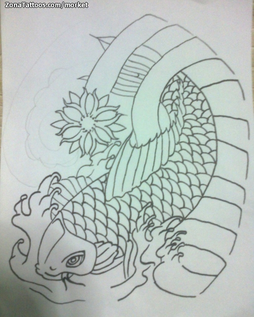 Tattoo flash photo Koi, Fish, Asian