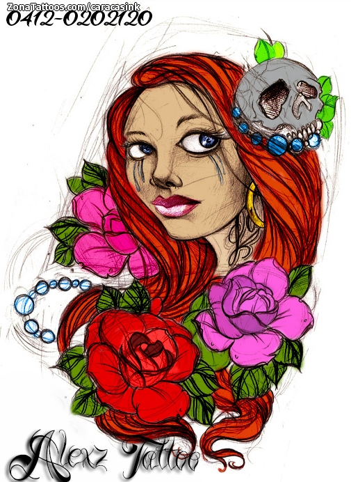 Tattoo flash photo Flowers, Roses, People