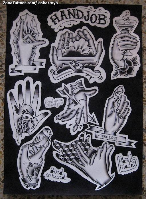 Tattoo flash photo Hands, Old School