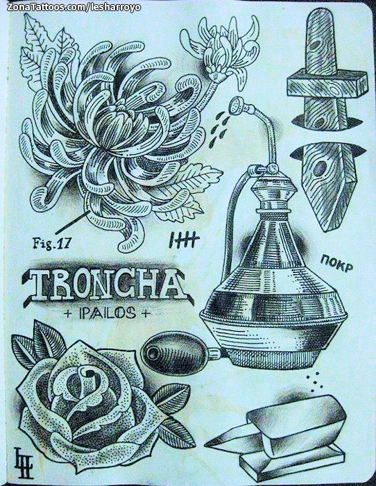 Tattoo flash photo Chrysanthemum, Flowers, Roses