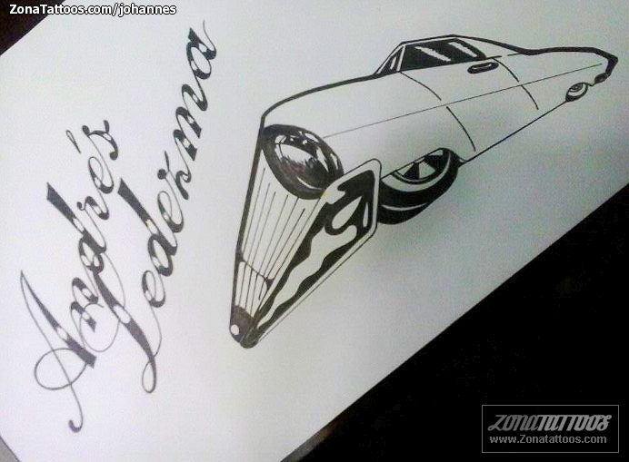 Tattoo flash photo Letters, Cars, Vehicles