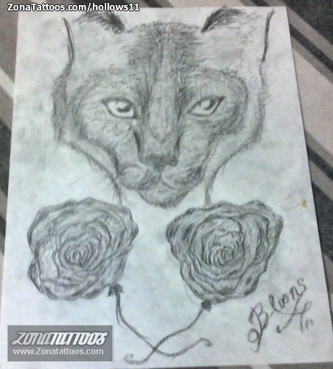 Tattoo flash photo Animals, Roses, Cats