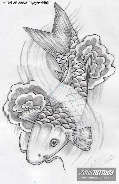 Tattoo flash photo Fish, Koi, Asian