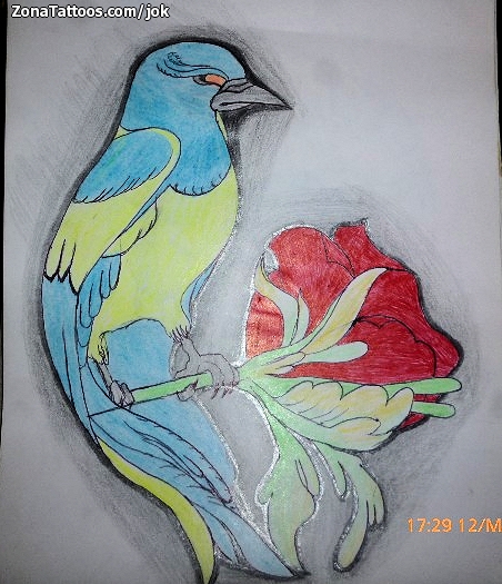 Tattoo flash photo Birds, Flowers, Animals