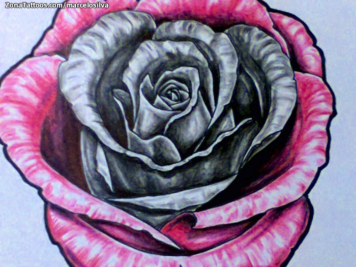 Tattoo flash photo Roses, Flowers