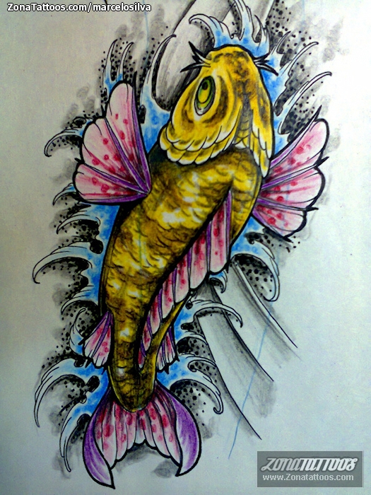 Tattoo flash photo Asian, Animals, Fish