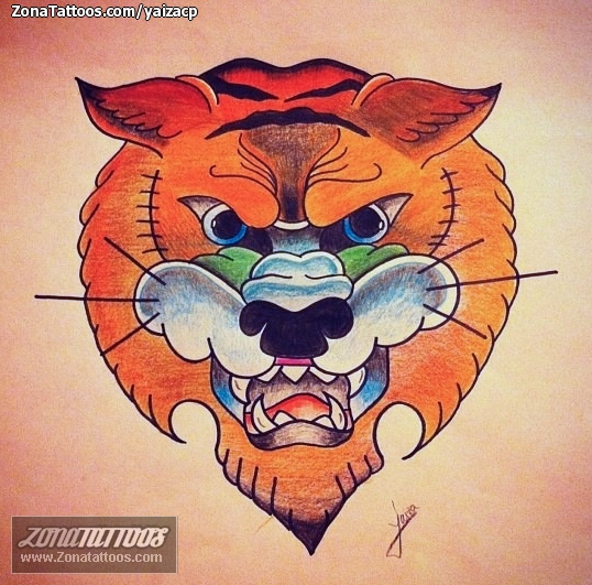 Tattoo flash photo Tigers, Animals