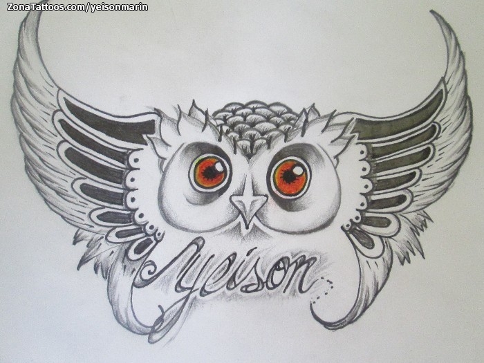 Tattoo flash photo Owls, Birds, Animals