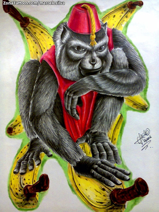 Tattoo flash photo Monkeys, Animals