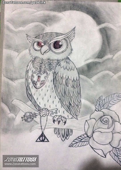 Tattoo flash photo Owls, Birds, Animals