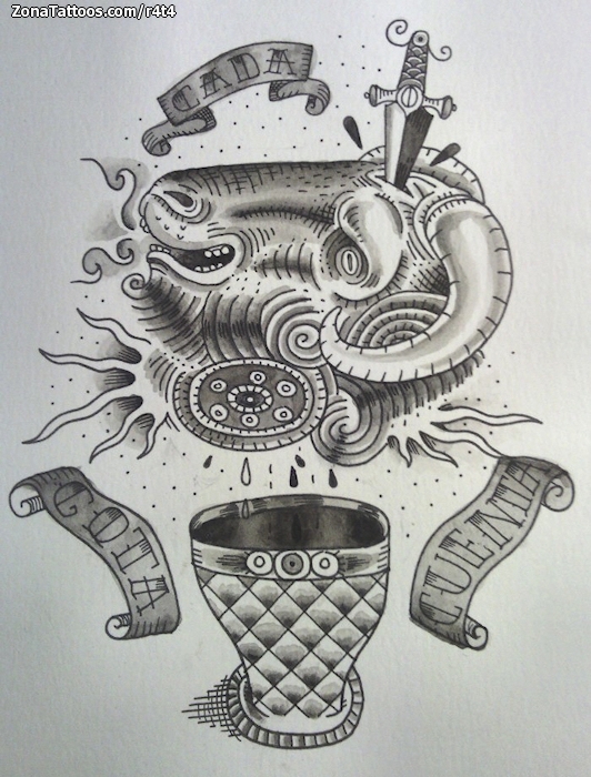 Tattoo flash photo Rams, Daggers, Old School