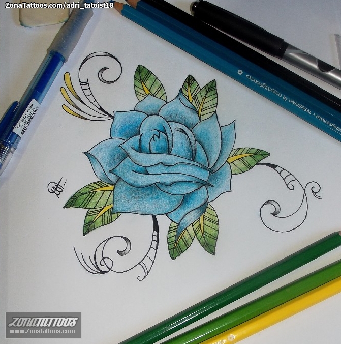 Tattoo flash photo Roses, Flowers