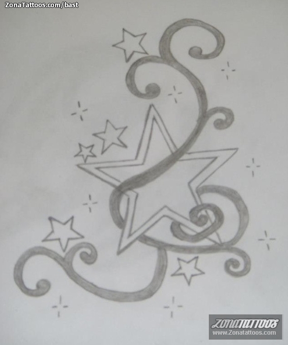 Tattoo flash photo Stars, Flourish