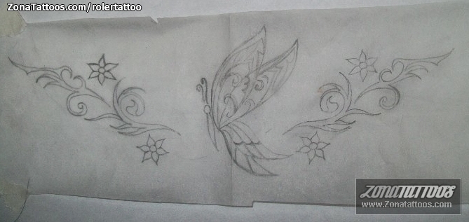 Tattoo flash photo Butterflies, Flourish, Insects