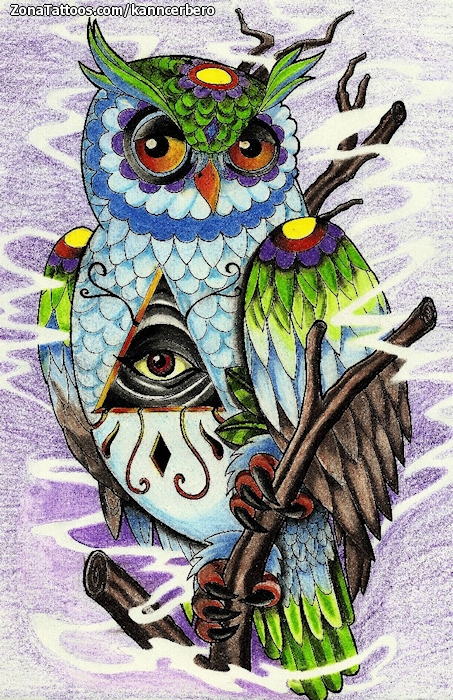 Tattoo flash photo Owls, Birds, Animals