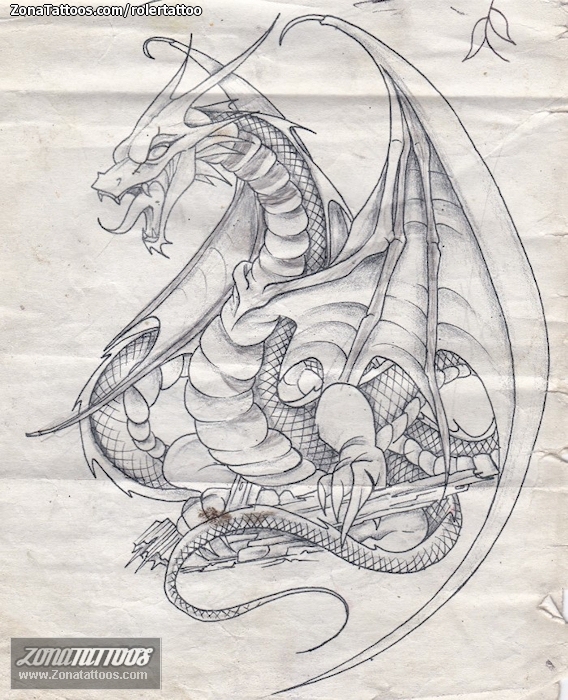 Tattoo flash photo Dragons, Fantasy