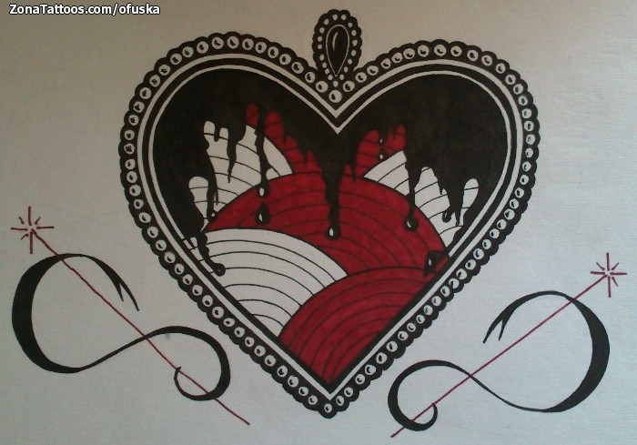 Tattoo flash photo Hearts, Flourish