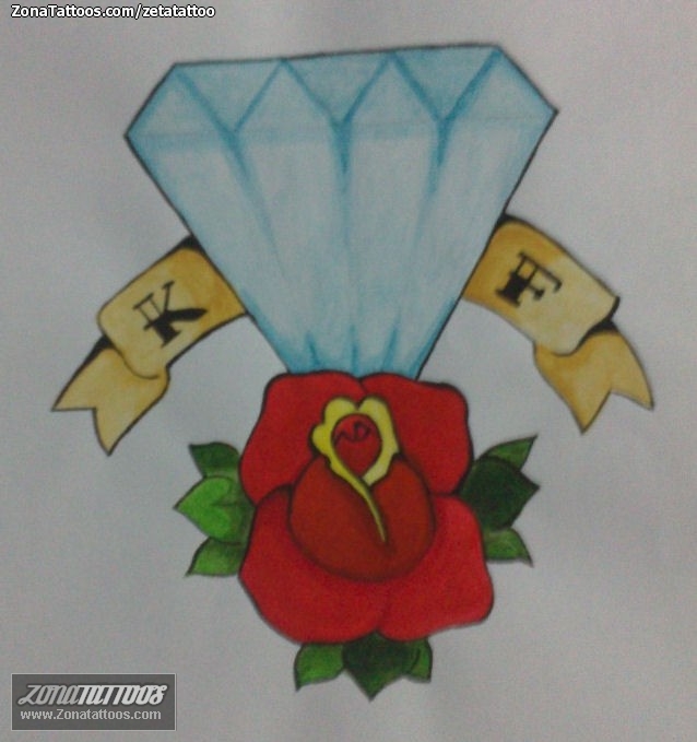 Tattoo flash photo Diamods, Flowers