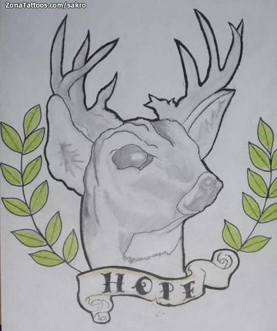 Tattoo flash photo Deers, Animals, Letters