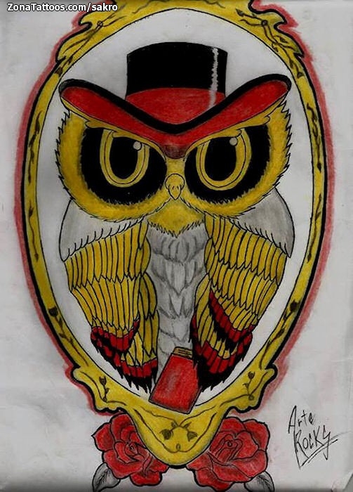 Tattoo flash photo Owls, Birds, Animals