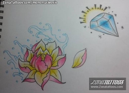 Tattoo flash photo Flowers, Diamods, Tiny