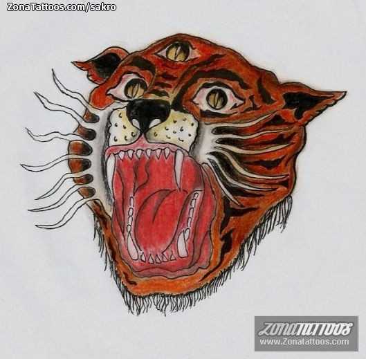 Tattoo flash photo Tigers, Animals