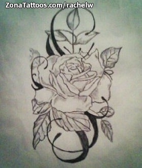 Tattoo flash photo Roses, Flowers, Flourish