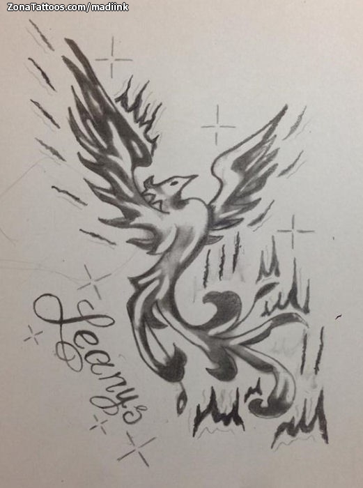 Tattoo flash photo Phoenix, Fantasy