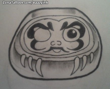 Tattoo flash photo Daruma, Asian