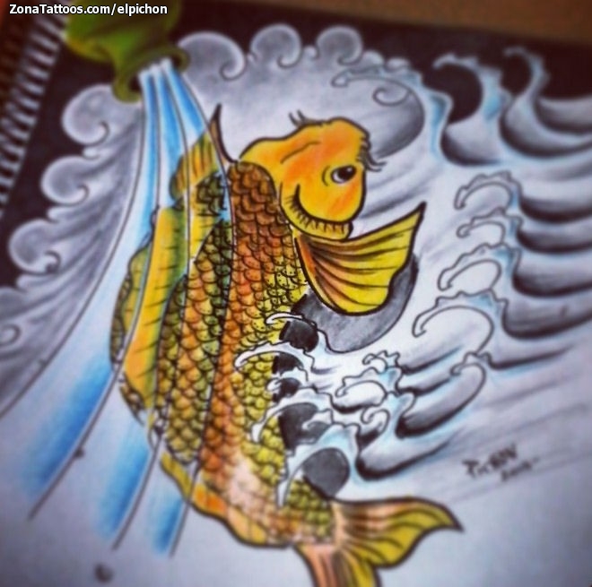 Foto de diseño Koi, Peces, Olas