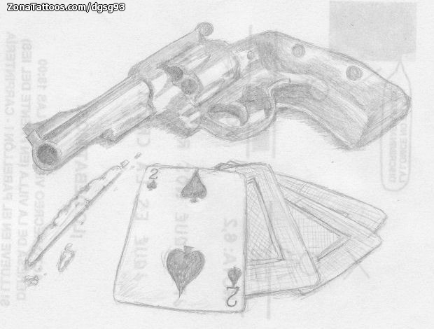Tattoo flash photo Guns, Cards, Weapons