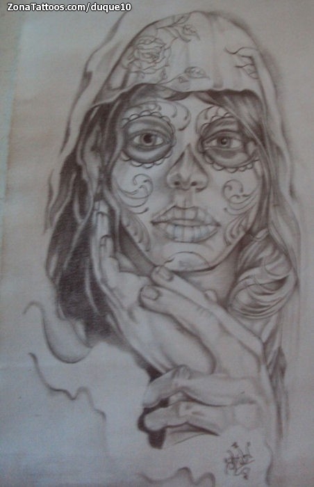 Tattoo flash photo Catrina, Hands