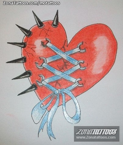 Tattoo flash photo Hearts, Strings, Ribbons