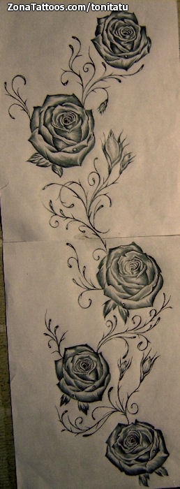 Tattoo flash photo Roses, Flowers, Flourish