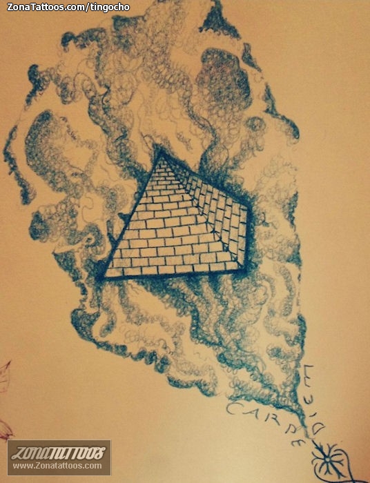 Tattoo flash photo Pyramids, Smoke