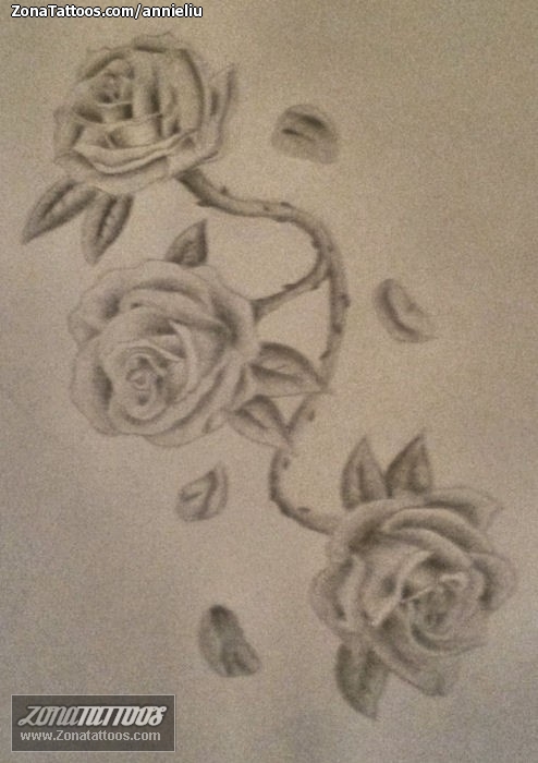 Tattoo flash photo Roses, Flowers