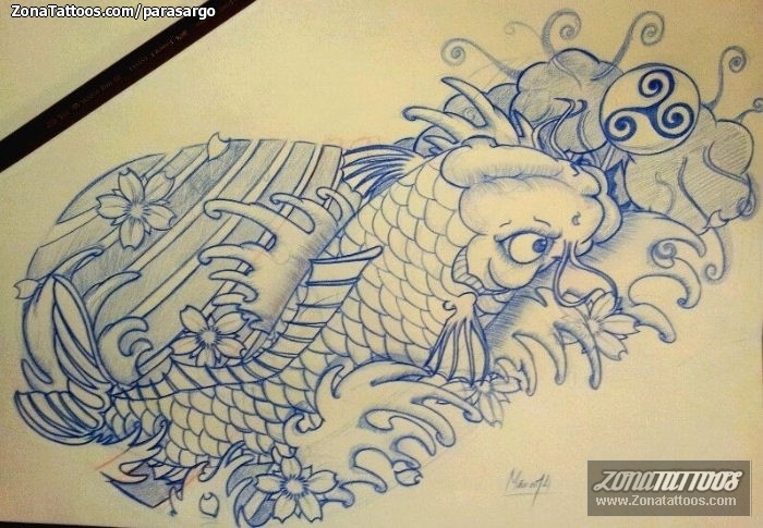 Tattoo flash photo Koi, Fish, Asian