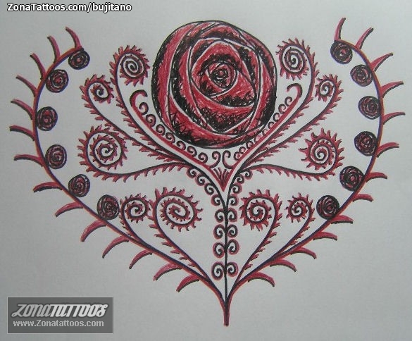 Tattoo flash photo Roses, Flowers, Vines