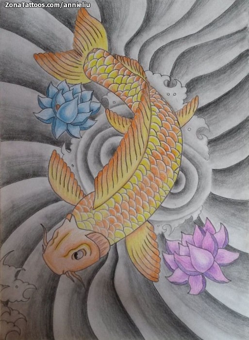 Tattoo flash photo Koi, Fish, Asian