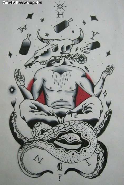 Tattoo flash photo Snakes, Skulls, Animals