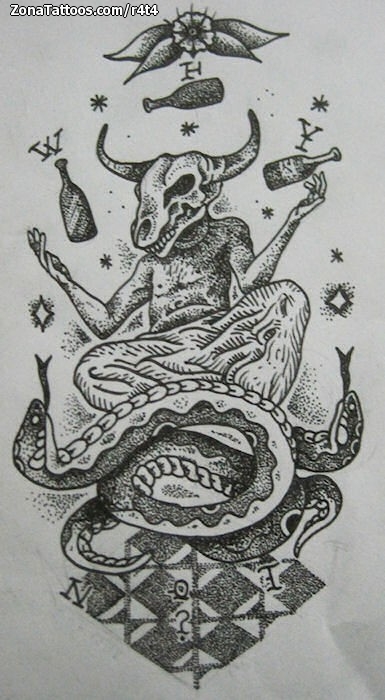 Tattoo flash photo Snakes, Skulls, Animals