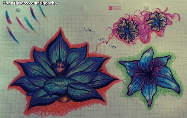 Tattoo flash photo Lotus, Flowers